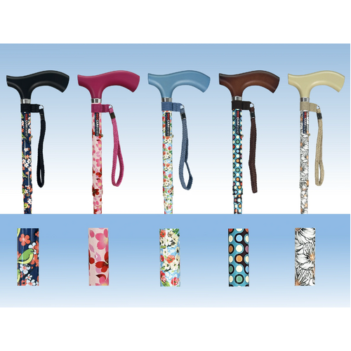 Redgum Floral Folding Walking Stick