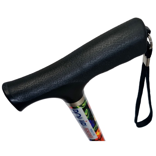 T Shape Handle Cane Soft Grip Black